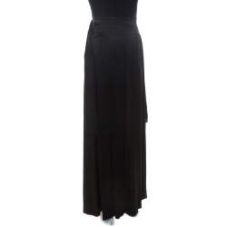 Alberta Ferretti Black Silk Waist Tie Detail Maxi Skirt M