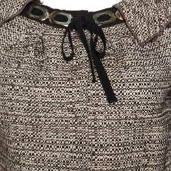 Alberta Ferretti Brown Tweed Short Blazer and Knee Length Skirt Set S