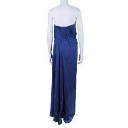 Pre Owned Alberta Ferretti Blue Strapless Fishtail Gown L