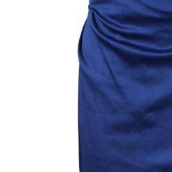 Pre Owned Alberta Ferretti Blue Strapless Fishtail Gown L