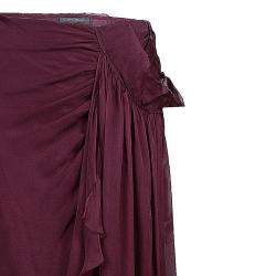 Pre Owned Alberta Ferretti Burgundy Silk Maxi Skirt M
