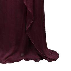Pre Owned Alberta Ferretti Burgundy Silk Maxi Skirt M