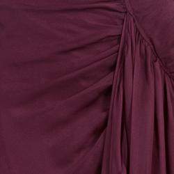 Pre Owned Alberta Ferretti Burgundy Silk Maxi Skirt M