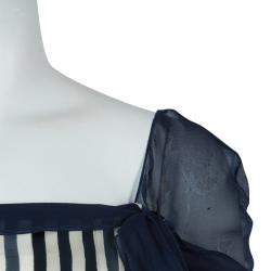Alberta Ferretti Multicolor Print Sheer Sleeve Silk Blouse M