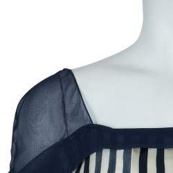 Alberta Ferretti Multicolor Print Sheer Sleeve Silk Blouse M