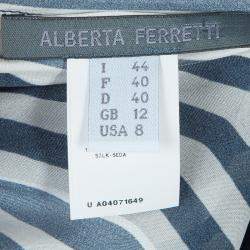 Alberta Ferretti Multicolor Print Sheer Sleeve Silk Blouse M