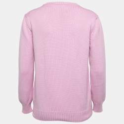 Alberta Ferretti Purple Patterned Wool Crew Neck Sweater S