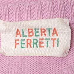 Alberta Ferretti Purple Patterned Wool Crew Neck Sweater S