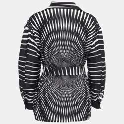 Alberta Ferretti Black/White Abstract Printed Silk Shirt M