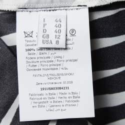 Alberta Ferretti Black/White Abstract Printed Silk Trousers M