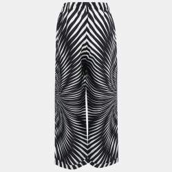 Alberta Ferretti Black/White Abstract Printed Silk Trousers M