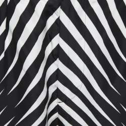 Alberta Ferretti Black/White Abstract Printed Silk Trousers M