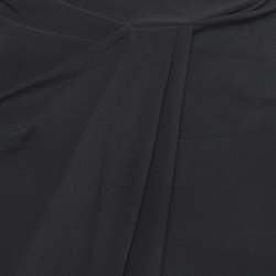 Alberta Ferretti Black Silk Draped Detail Pencil Skirt S