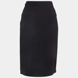 Alberta Ferretti Black Silk Draped Detail Pencil Skirt S