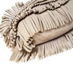 Alberta Ferretti Beige Leather Fringed Wristlet Clutch