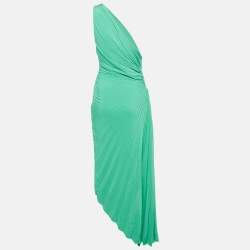 Pre Owned A.L.C Green Plisse Crepe One Shoulder Cut -Out Detail Maxi Dress L