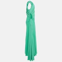 Pre Owned A.L.C Green Plisse Crepe One Shoulder Cut -Out Detail Maxi Dress L