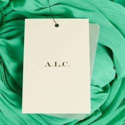 Pre Owned A.L.C Green Plisse Crepe One Shoulder Cut -Out Detail Maxi Dress L