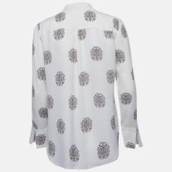 Pre Owned A.L.C Cream Floral Print Silk Julie Blouse S