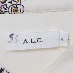 Pre Owned A.L.C Cream Floral Print Silk Julie Blouse S