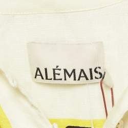 Pre Owned Alemais Yellow Floral Print Linen Gisela Mini Dress S