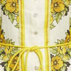 Pre Owned Alemais Yellow Floral Print Linen Gisela Mini Dress S