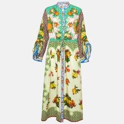 Alemais Multicolor Lemonis Print Cotton Midi Shirt Dress L
