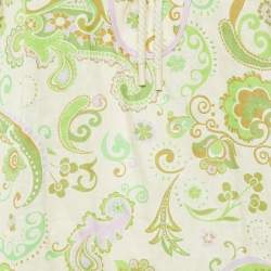 Pre Owned Alemais Cream/Green Paisley Print Linen Marta Pool Dress XL
