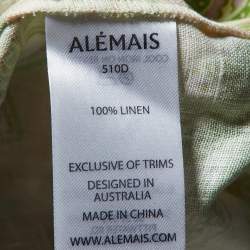 Pre Owned Alemais Cream/Green Paisley Print Linen Marta Pool Dress XL