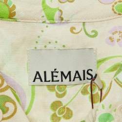 Pre Owned Alemais Cream/Green Paisley Print Linen Marta Pool Dress XL