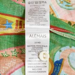 ALEMAIS Multicolor Printed Ramie Pinball Shirt Dress L