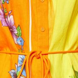 Alemais Multicolor Floral Print Linen Shirt Dress M