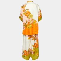 Alemais Multicolor Floral Print Linen Shirt and Trousers Set L
