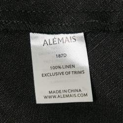 Alemais Black Linen Shirring Gathered Maxi Dress S