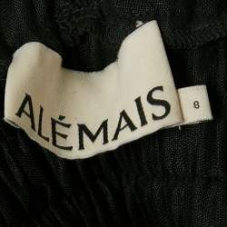 Alemais Black Linen Shirring Gathered Maxi Dress S