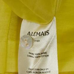 Alemais Yellow Ramie Fluer Tiered Maxi Dress S