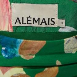 Alemais Green Abstract Print Silk Arlo Top and Midi Skirt Set M