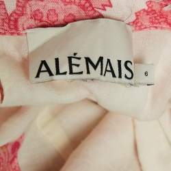 Alemais Pink Printed Linen Juno Mini Dress M