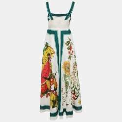 Alemais White Fruitta Print Linen Midi Sundress M