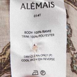 Alemais Pink Printed Lace Trim Ramie Estella Yoke Front Shirt S