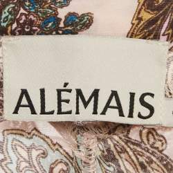 Alemais Pink Printed Lace Trim Ramie Estella Yoke Front Shirt S