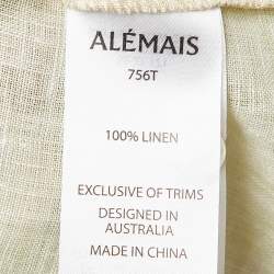 Pre Owned Alemais Yellow/Pink Floral Print Linen Long Sleeve Shirt S