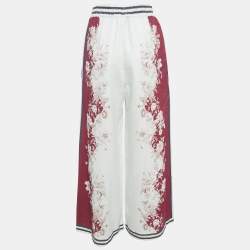 Alemais Blue Floral Print Linen Wide-leg Pants S