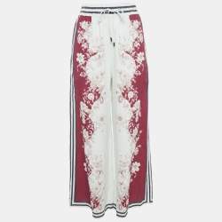 Alemais Blue Floral Print Linen Wide-leg Pants S