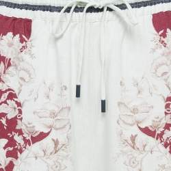 Alemais Blue Floral Print Linen Wide-leg Pants S