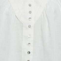 Pre Owned Alemais White Ramie Halcyon Tucked Blouse XS