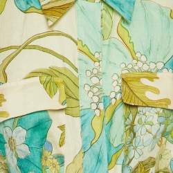 Alemais Multicolor Floral Print Linen Janis Belted Shirt M