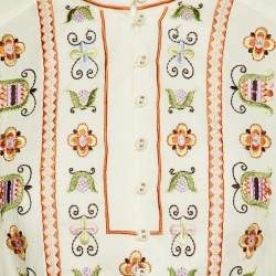 Alemais Cream Floral Embroidered Cotton Lovella Mini Dress M