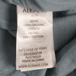 Pre Owned Alemais Blue Fish Print Cotton Tiered Maxi Skirt M