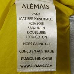 Pre Owned Alemais Green Floral Print Silk Blend Strapless Midi Dress M